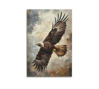 DSJXJZ Vivid Soaring Bald Eagle with Spread Wide Wings Decorative Painting Canvas Wall Posters And Modern Family Bedroom Decor 24x36inch(60x90cm)