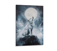 DSJXJZ White Wolf Howling at Full Moon, Mysterious Wall Artwork Decorative Painting Canvas Wall Posters And Modern Family Bedroom Decor 08x12inch(20x30cm)