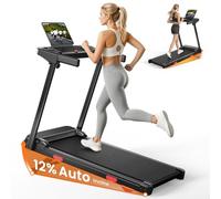 Dskeuzeew Walking Pad treadmill 12% Incline Foldable with Handle Bar, 12KM/H Folding Running Machine Portable Under Desk for Home Office, Compact for Small Spaces, Safety Lock, Remote Control(Classic)