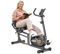 Dskewzee Recumbent Exercise Bike, Recumbent Stationary Bike, 150KG Weight Capacity & 8-level Resistance, Magnetic Recumbent Bike with LCD Monitor, Heart Rate Handle