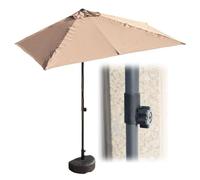 DSKJHI 170 to 255 cm Height Adjustable Half Parasol Balcony Sun Shade Umbrella with Base & Waterproof Canopy Sun Protection (Color : Tan)