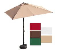 DSKJHI 2m/2.5m Small Half Parasol Market Umbrella Garden Balcony Parasol with Height Adjustable, Water Base, Rectangle Canopy, Steel Frame (Color : Khaki, Size : L)