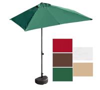 DSKJHI 2m/2.5m Small Half Parasol Market Umbrella Garden Balcony Parasol with Height Adjustable, Water Base, Rectangle Canopy, Steel Frame (Color : Green, Size : L)