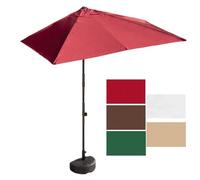 DSKJHI 2m/2.5m Small Half Parasol Market Umbrella Garden Balcony Parasol with Height Adjustable, Water Base, Rectangle Canopy, Steel Frame (Color : Red, Size : S)