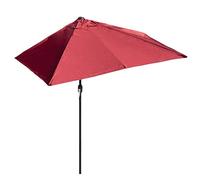 DSKJHI Half Parasol Rectangle Balcony Umbrella 2M/2.5M for Small Spaces, Sturdy Half Size Garden Umbrella For Against a Wall, Porch, Window, Crank System (Color : Red umbrella, Size : 250x130cm)