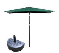 DSKJHI Half Parasol Rectangle Balcony Umbrella 2M/2.5M for Small Spaces, Sturdy Half Size Garden Umbrella For Against a Wall, Porch, Window, Crank System (Color : Green+base, Size : 200x100cm)