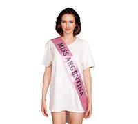DSKOBT Miss Argentina Sash Across The Body Pageant Sash Adult Satin Party Sash Beauty Queen Banner Costume Cosplay, Pink, 170cm，9.5cm