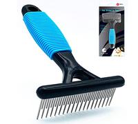 DSKRUI Undercoat Rake for Dogs, Designed for Breeds with Medium to Long Undercoats,Long & Short Stainless Steel Teeth, Safe Dematting Comb for Easy Mats & Tangles Removing.…