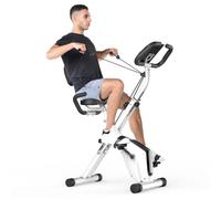 Dskuezew 4-in-1 Foldable Exercise Bike with Wrist Measurement, 8-Level Magnetic Resistance, LCD Display, 300 lbs Capacity Folding Exercise Bikes for Home Gym Use