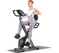 Dskuezew 4-in-1 Foldable Exercise Bike with Wrist Measurement, 8-Level Magnetic Resistance, LCD Display, 300 lbs Capacity Folding Exercise Bikes for Home Gym Use