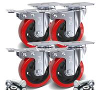 DSL 4 x Heavy Duty Double Bearing BRAKED 100mm Swivel Castor Wheel Trolley 700KG