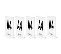 DSL Acrylic Poster Menu Holder - Portrait, Double Sided, Table Display Stand, Sign Holder, Perspex Freestanding Menu Holder (SU-PDS) (5, A4)