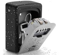 DSL Key Safe Box Wall Mounted Outdoor - Waterproof 4 Digit Combination Lock Box for Home, Garage, Airbnb & Office - Heavy Duty Metal Key Lock Storage