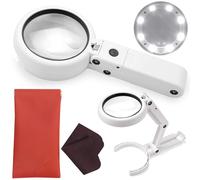 DSL LED Magnifying Glass with Light, 5X/11X with Stand, USB Rechargeable