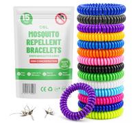 DSL Mosquito Repellent Bands 15 Pack - Mosquito Repellent Bracelet Deet-Free - Mosquito Bands for Adults & Kids - 300 Hours Waterproof Protection for Travel & Holidays, Camping Essentials