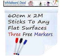 DSL Thick DIY Whiteboard Sticker 200cm x 60cm Self Adhesive Chalkboard Paper 23.6" x 78.7" Dry Wipe Wall Sticker Wall Paper with 3 Free Eraser Markers for School/Office/Home/Bar