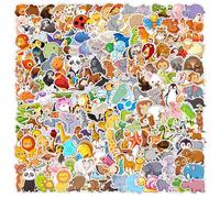 Dslalaly 200 Pcs Cute Animal Stickers for Water Bottles, Repositionable Vinyl Waterproof Decals for Kids Teens, Laptop Skateboard Scrapbook Decor, Kawaii Glossy Sticker Pack Gift