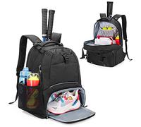 DSLEAF Tennis Backpack Holds 2 Rackets, Tennis Bag with Separate Ventilated Shoe Space for Tennis, Pickleball, Badminton, Squash Racquet and Accessories