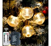 DSLebeen Battery Festoon Lights Outdoor: 9m 30ft Waterproof Battery Powered Fairy Lights 12pcs G60 Large LED String Bulb Light with Remote Control for Garden, Patio, Pergola Decorative Lighting