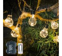 DSLebeen Battery Powered Festoon Lights Outdoor 30FT A60 with Remote | Battery Powered Outdoor Lights, A60 Large LED Bulb String, Remote Control, Dimmable, Timer, Waterproof IP64, for Camping