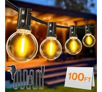 DSLebeen String Festoon Lights: 100FT 30M String Lights Mains Powered G40 LED Globe Bulbs Warm White 2700K Connectable Decorative Lighting Hanging for Holiday, Party, Cafe