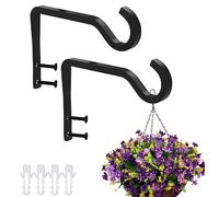 DSLIHA 2 Pack Wall Hanging Basket Bracket, Metal Garden Brackets Wall Plant Hook Basket Holder for Garden Lawn Light Flower Pots Bird Feeders Plants Lanterns Wind Chimes (Black)