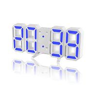 DSLIHA 3D Digital Alarm Clock for Bedrooms, LED Desk USB Electrify Digital Wall Alarm Clock for Office Home Living Room (Blue)