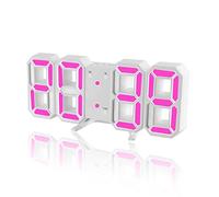 DSLIHA 3D Digital Alarm Clock for Bedrooms, LED Desk USB Electrify Digital Wall Alarm Clock for Office Home Living Room (Pink)