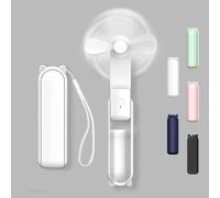 DSLIHA Foldable Handheld Fan, Portable Travel Small Pocket Mini Hand Personal Desk Fan with Power Bank, USB Rechargeable Adjustable Airflow Quiet Pockets for Adults Women Makeup (White) (100336-61UK)