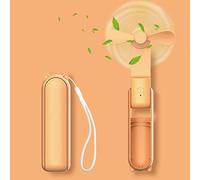 DSLIHA Handheld Mini Fan, Portable Hand Held Fan, USB Rechargeable Pocket Fan With 3 Speed, Folding Personal Small Desk Fans Battery Operated for Women Kids,Home Office Indoor Outdoor Travel (Orange)