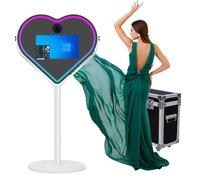 DSLR Mirror Photo Booth, Portable Magic Mirror Photo Booth for Camera, Heart-Shaped Mirror Photo Booth Touch Screen, 21.5 inch Photo Mirror Booth for Parties Wedding Rental (White+ Flight Case)