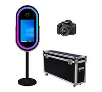 DSLR Mirror Photo Booth, Portable Magic Mirror Photo Booth for Camera, Mirror Photo Booth Touch Screen, 21.5 inch Photo Mirror Booth for Parties Wedding Rental (Black Machine + Camera)