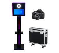 DSLR Photo Booth Machine 15.6 Inch Selfie Portable Touch Screen Photobooth with Flight Case,Photo Booth with RGB Light for Wedding Party Events (Black, Machine+Camera)