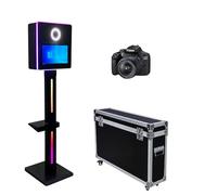 DSLR Photo Booth Machine,15.6 inch Touch Screen Portable Camera Mirror Photo Booth, App Remote Control, Software, Flight Case, Photobooth for Party Wedding Rental Events (Black, Photo Booth+Camera)