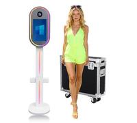 DSLR Photo Booth with 15.6 Inch Touch Screen, Photobooth Machine with Flight Case & RGB Light for Wedding Graduation Party Events Rental (White, Photo Booth)