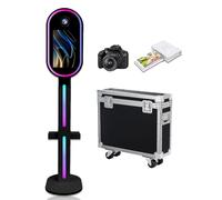 DSLR Photo Booth with 15.6 Inch Touch Screen, Photobooth Machine with Flight Case & RGB Light for Wedding Graduation Party Events Rental (Black, Photo Booth + Printer + Camera)