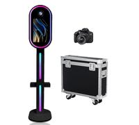 DSLR Photo Booth with 15.6 Inch Touch Screen, Photobooth Machine with Flight Case & RGB Light for Wedding Graduation Party Events Rental (Black, Photo Booth + Camera)