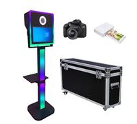 DSLR Photo Booth with 15.6 Touch Screen,Selfie Photo Booth Stand with Flight Case for Birthday Party Rental (Black, Photo Booth + Printer + Camera)