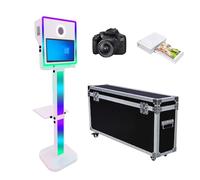 DSLR Photo Booth with 15.6 Touch Screen,Selfie Photo Booth Stand with Flight Case for Birthday Party Rental (White, Photo Booth + Printer + Camera)