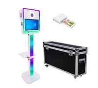 DSLR Photo Booth with 15.6 Touch Screen,Selfie Photo Booth Stand with Flight Case for Birthday Party Rental (White, Photo Booth + Printer)