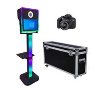 DSLR Photo Booth with 15.6 Touch Screen,Selfie Photo Booth Stand with Flight Case for Birthday Party Rental (Black, Photo Booth + Camera)
