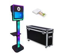 DSLR Photo Booth with 15.6 Touch Screen,Selfie Photo Booth Stand with Flight Case for Birthday Party Rental (Black, Photo Booth + Printer)