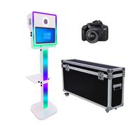 DSLR Photo Booth with 15.6 Touch Screen,Selfie Photo Booth Stand with Flight Case for Birthday Party Rental (White, Photo Booth + Camera)