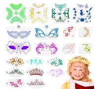 DSLSQD 20 Pcs Face Painting Stencils, Reusable Face Paint Stencils Kit Temporary Tattoo Templates for Kids & Adults Body Makeup Supplies Holiday Halloween Easter Party Decor