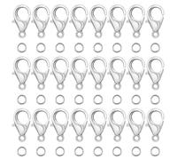 DSLSQD 300 Pieces Lobster Claw Clasps with Open Jump Rings 12mm Metal Lobster Clasps for DIY Craft Bracelet Jewelry Making 12x7mm Clasp+5mm Ring (Silver)