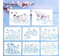 DSLSQD 8-Piece Flower Stencils - Cherry Blossom, Wildflower & Vine Designs for Painting on Wood & Furniture DIY Home Decor