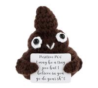 DSLSQD Positive Poo, 3 Inch Mini Funny Positive Poo Crochet Cute Wool Funny Knitted Positive Poo Doll Cheer up Gifts for New Year Gift Birthday Gifts Friends Party Decoration Encouragement Brown