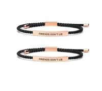 dsmrosp 2PCS Friends Don't Lie Tube Bracelet,Handmade Braided Wrap Bracelet, Handmade Engraved Inspirational Bracelet,Couples Bracelets,Adjustable Bracelets,for Women Men Gifts