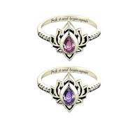 dsmrosp 2pcs It And Begin Again Lotus Slings, Mudless Flower Stacking Rings, Empowering Rings for Women, New Beginning Gift for Women Sister 10#, Copper, Cubic Zirconia