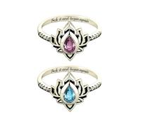 dsmrosp 2pcs It And Begin Again Lotus Slings, Mudless Flower Stacking Rings, Empowering Rings for Women, New Beginning Gift for Women Sister 7#, Copper, Cubic Zirconia